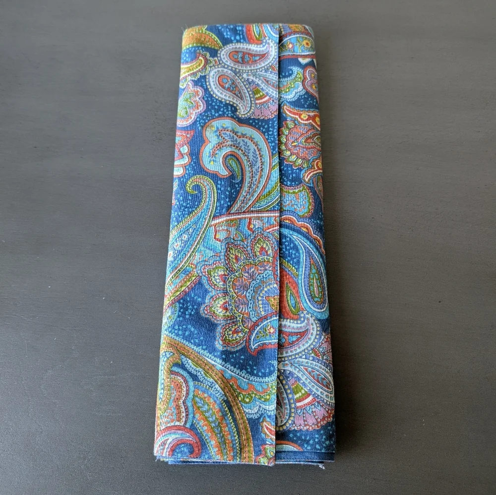 Pottery Barn Table Runner Yellow Blue Green Pink Paisley Floral Cotton 18x108